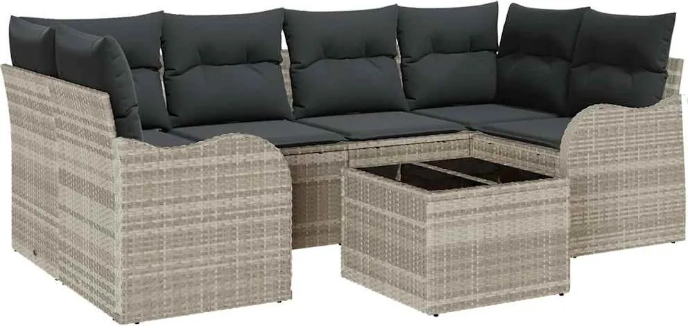 vidaXL Set de canapele pentru grădină 7 pcs Gri deschis și gri închis