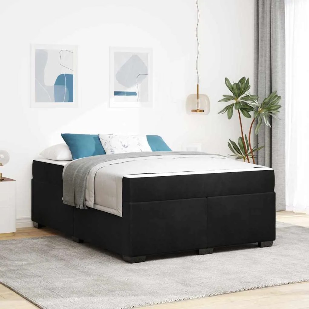 vidaXL Cadru de pat cu saltea Altele Negru 160 x 200 cm Catifea