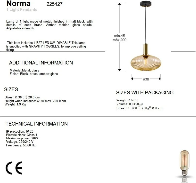 Lustra/ Pendul design modern Norma 30cm