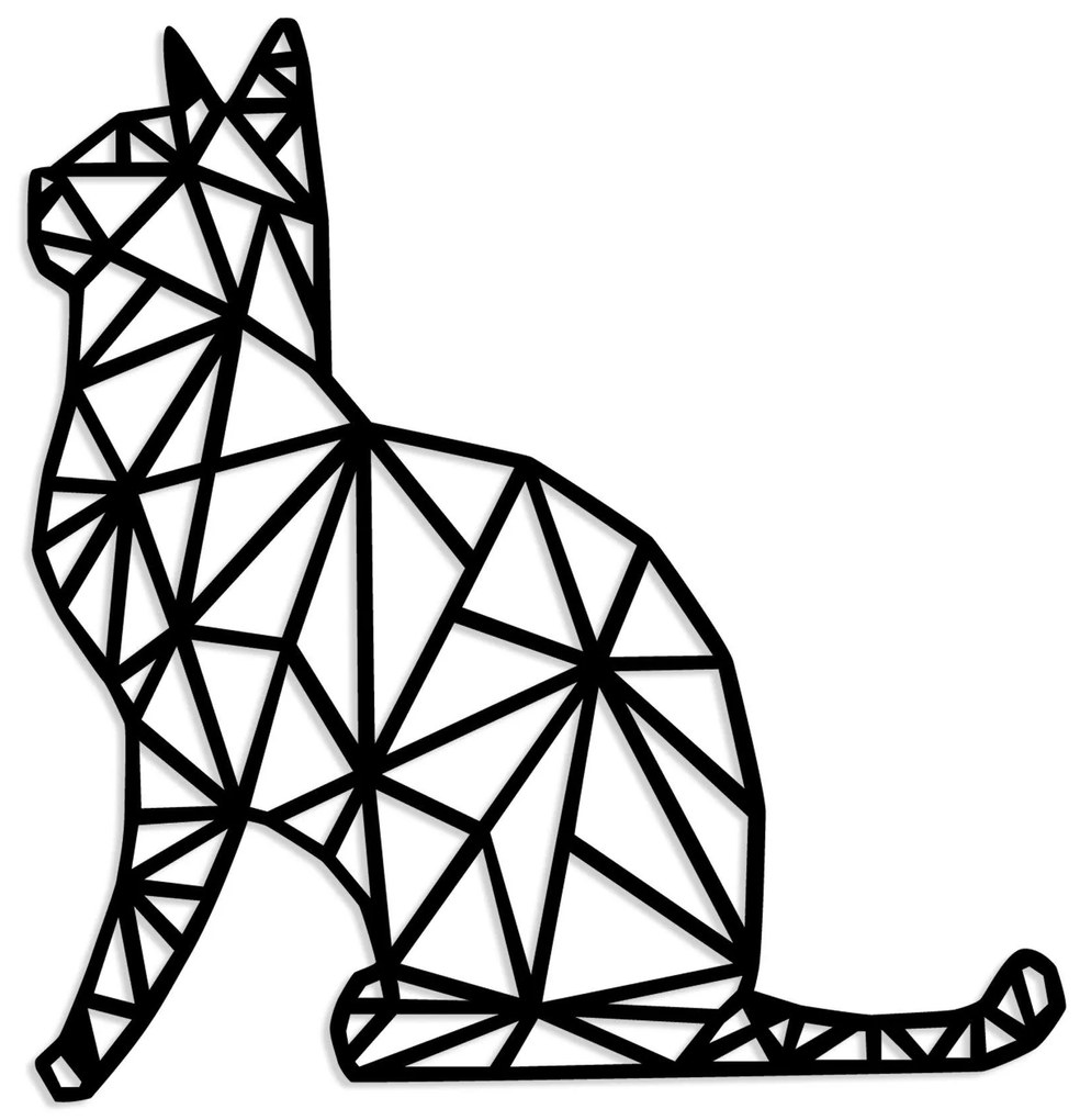 Decoratiune de perete lemn Kedi, Negru, 46x0,8x35 cm