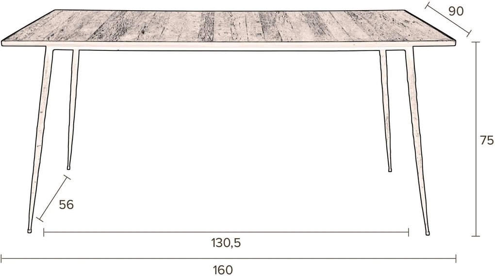 Masa de dining lemn si metal Pepper (160x90cm)