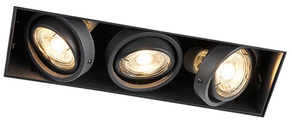 Spot integrat negru inclinabil și rotativ fără rama 3 lumini - Oneon