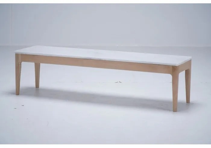 Masuta de cafea, natur, din lemn de stejar si marmura, aspect rustic, Ernest
