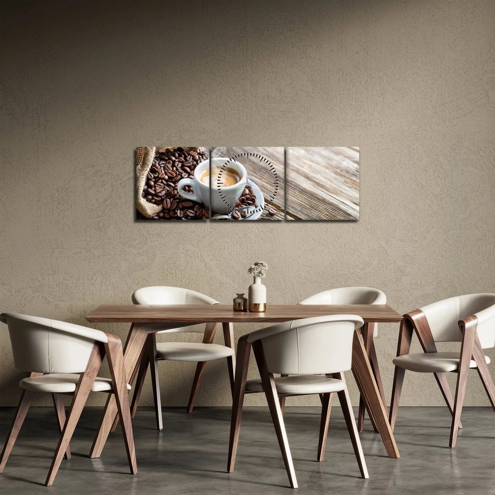 Tablou - Espresso (cu ceas) (90x30 cm)