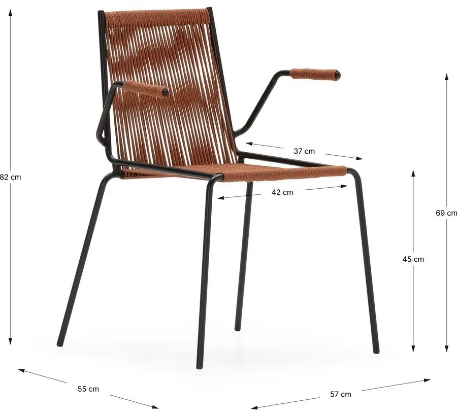 Scaune de dining teracotă cu cotiere/stivuibile 2 buc. din metal Emily – Marckeric