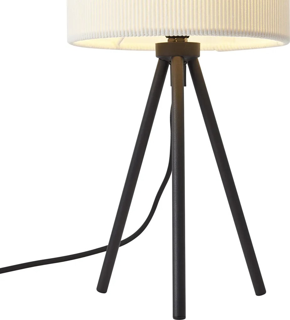 Lampă de masă modernă cu trepied alb cu abajur de catifea - Luz