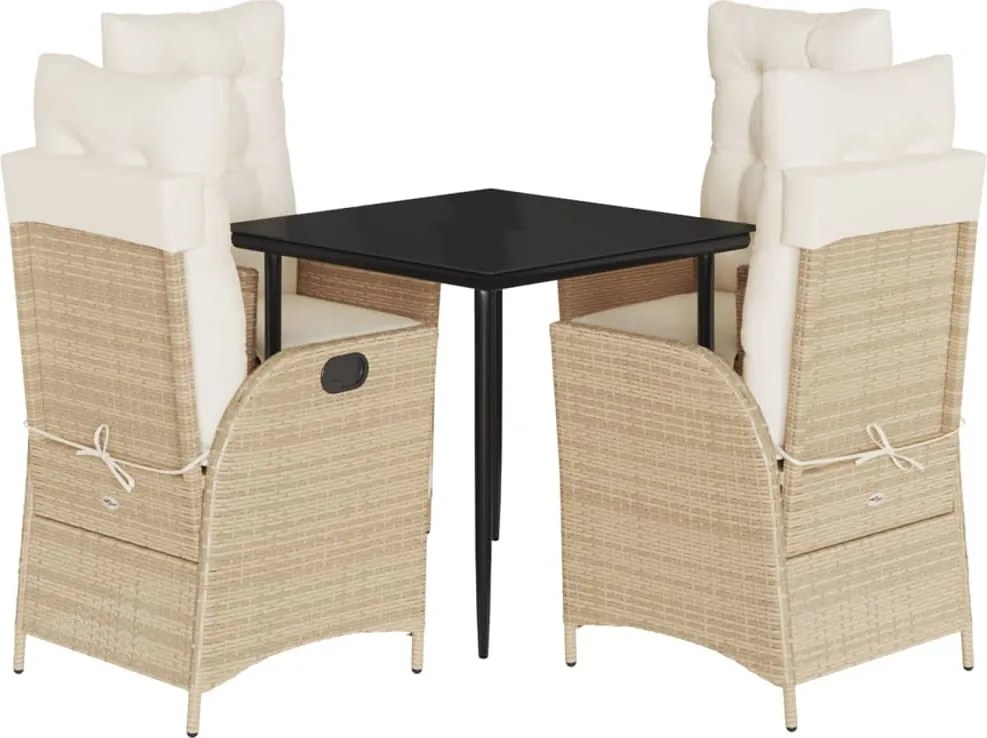 vidaXL Set mobilier de grădină cu perne, 5 piese, bej, poliratan