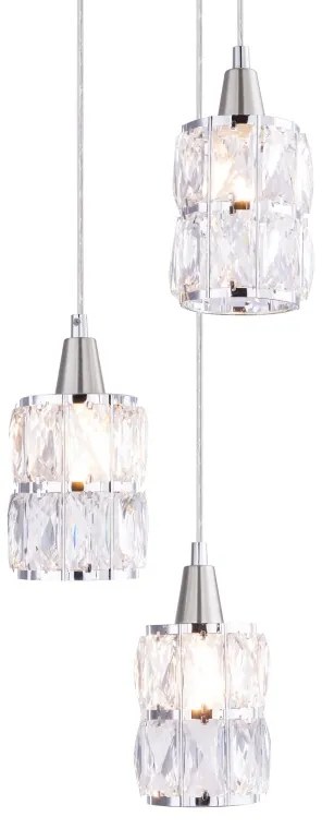Lustra moderna cu 3 pendule WOLLI nichel/transparent 15760-3 GL