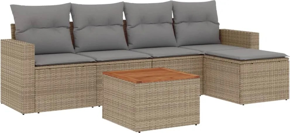 vidaXL Set canapele de grădină cu perne, 6 piese, bej, poliratan