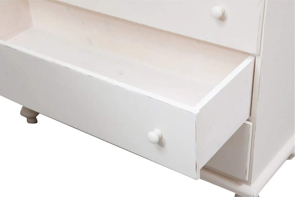 Comoda, L114 48 H99 cm, alb antichizat, lemn masiv