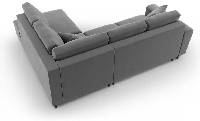 Colțar gri deschis extensibil, cu spațiu de depozitare cu tapițerie din catifea (cu colț pe partea dreaptă-în formă de ”L”) Kyoto – Cosmopolitan Design