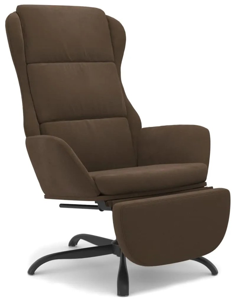 3097925 vidaXL Scaun de relaxare cu suport de picioare, maro, microfibră