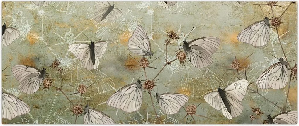 Tablou - Vintege fluturi (120x50 cm)