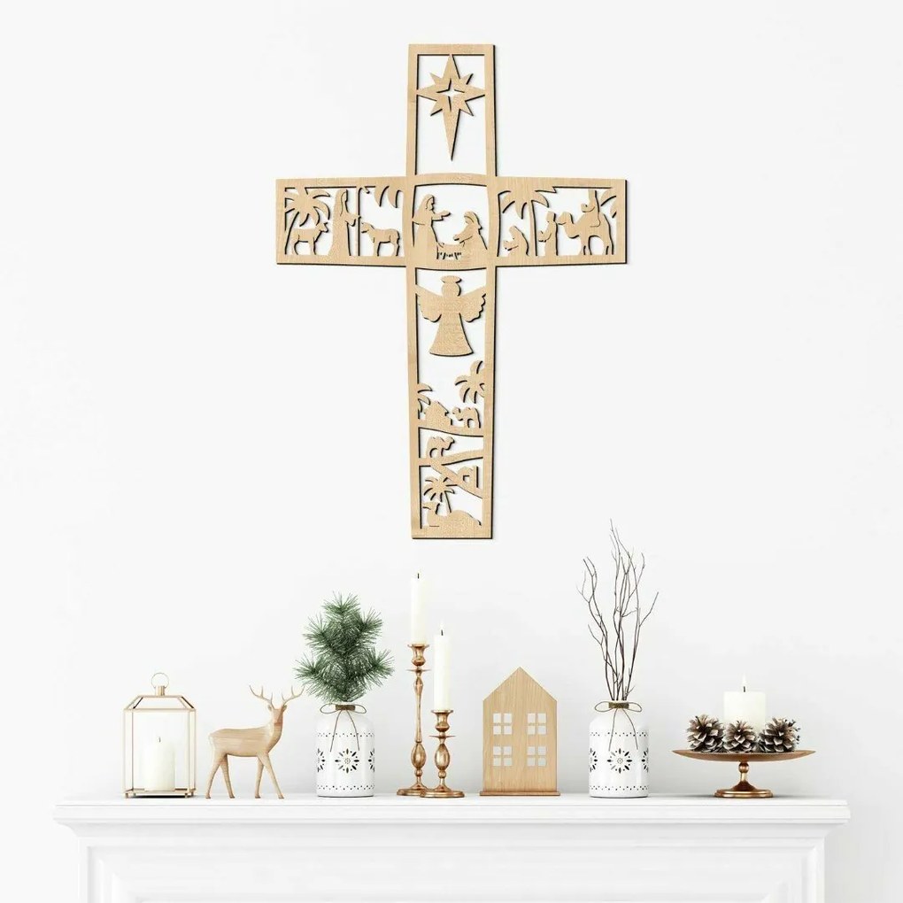 DUBLEZ | Cruce din lemn sculptată - Betleem