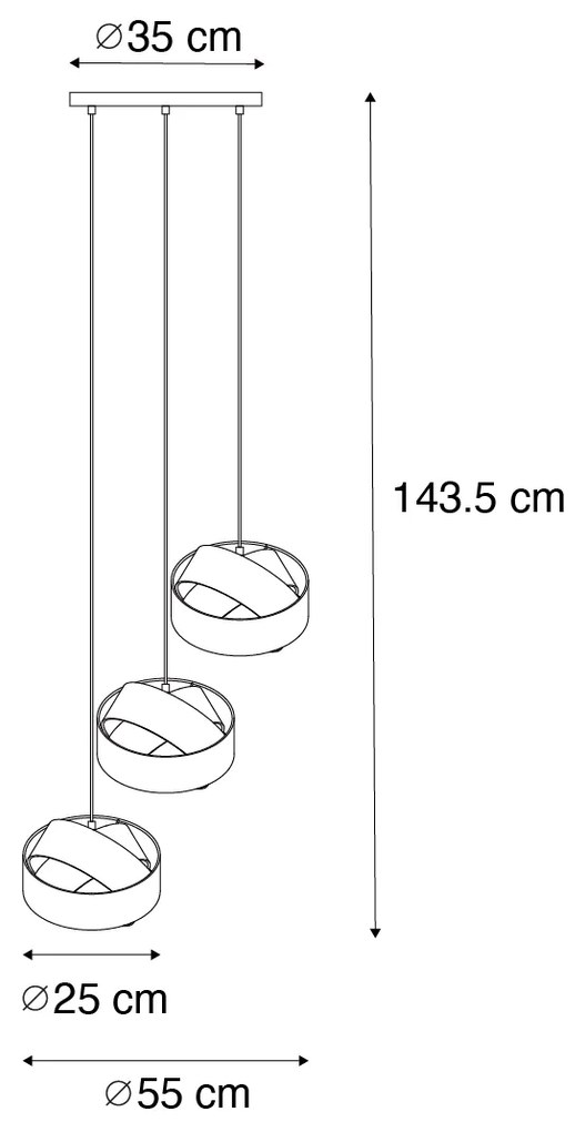 Lampă modernă cu pandantiv alb cu 3 lumini - Cloth