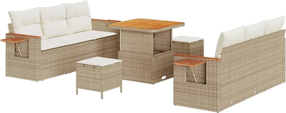 vidaXL Set de canapele pentru grădină 11 pcs Bej și crem poliratan