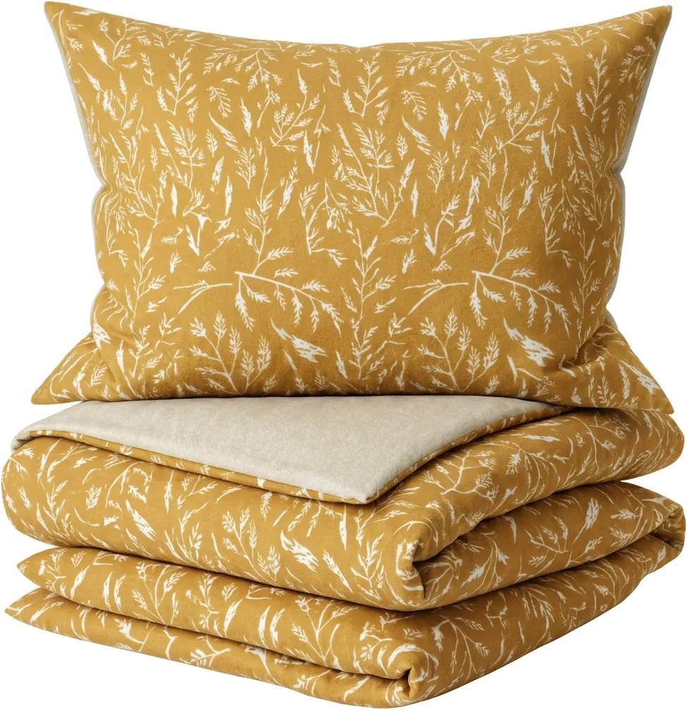 Lenjerie de pat din microflanel KOSTAR galbenă Dimensiune lenjerie de pat: 2 buc 70 x 90 cm | 200 x 220 cm