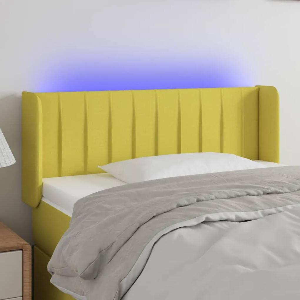 3123463 vidaXL Tăblie de pat cu LED, verde, 93x16x78/88 cm, textil