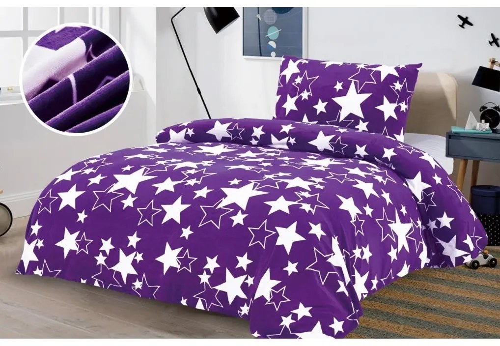 Lenjerie de pat microplus STAR violet Dimensiune lenjerie de pat: 70 x 90 cm | 140 x 200 cm