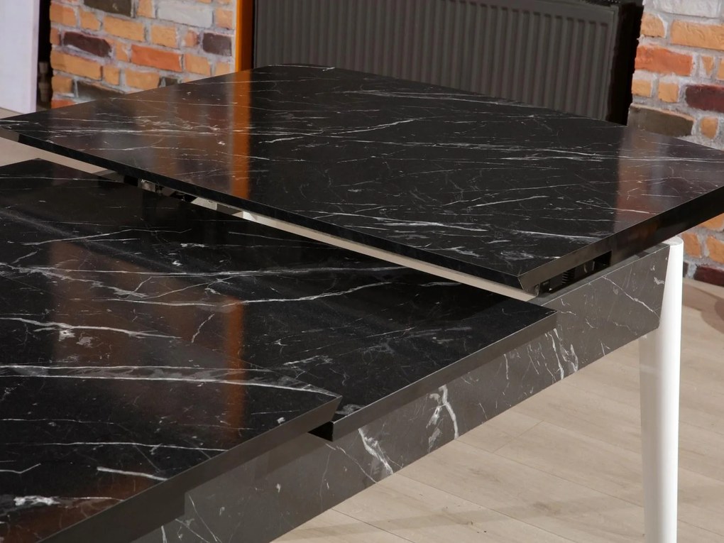 Masă sufragerie Pinava (negru + alb) (pentru 4 persoane). 1093743