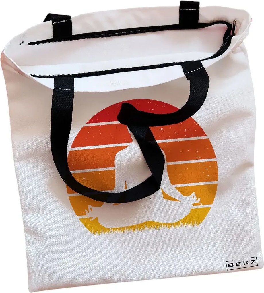 Sacosa de Panza pentru Cumparaturi, Geanta Tote, Yoga 7, Cu fermoar, 38x34.5 cm, Alba, BEKZ®