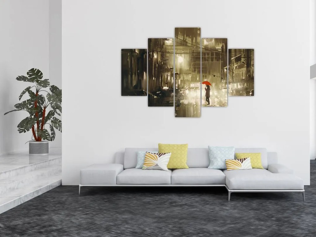 Tablou - Femeie într-o noapte ploioasă (150x105 cm)