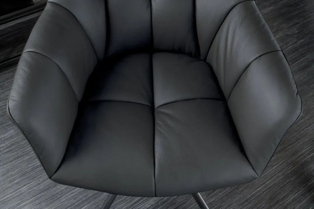 Set 2 scaune pivotante Papillon, piele neagra