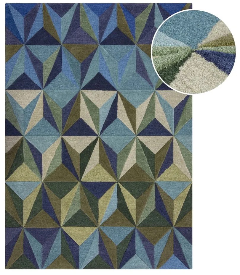 Covor albastru din lână 160x230 cm Reverie – Flair Rugs