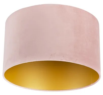 Abajur din catifea roz 35/35/20 cu interior auriu