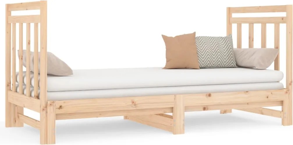 vidaXL Pat de zi extensibil, 2x(90x190) cm, lemn masiv de pin