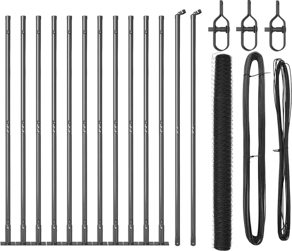 vidaXL Stâlp de gard. Gri 25 x 1,5 m (plasă de 50 mm) Oțel