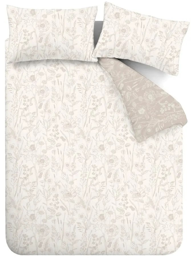 Lenjerie de pat bej din flanelă pentru pat dublu 200x200 cm Floral Toile – Bianca