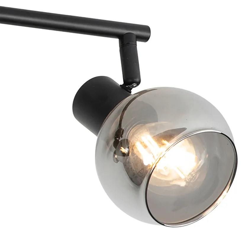 Plafoniera inteligentă neagră cu sticlă fumurie, inclusiv 4 WiFi P45 - Vidro