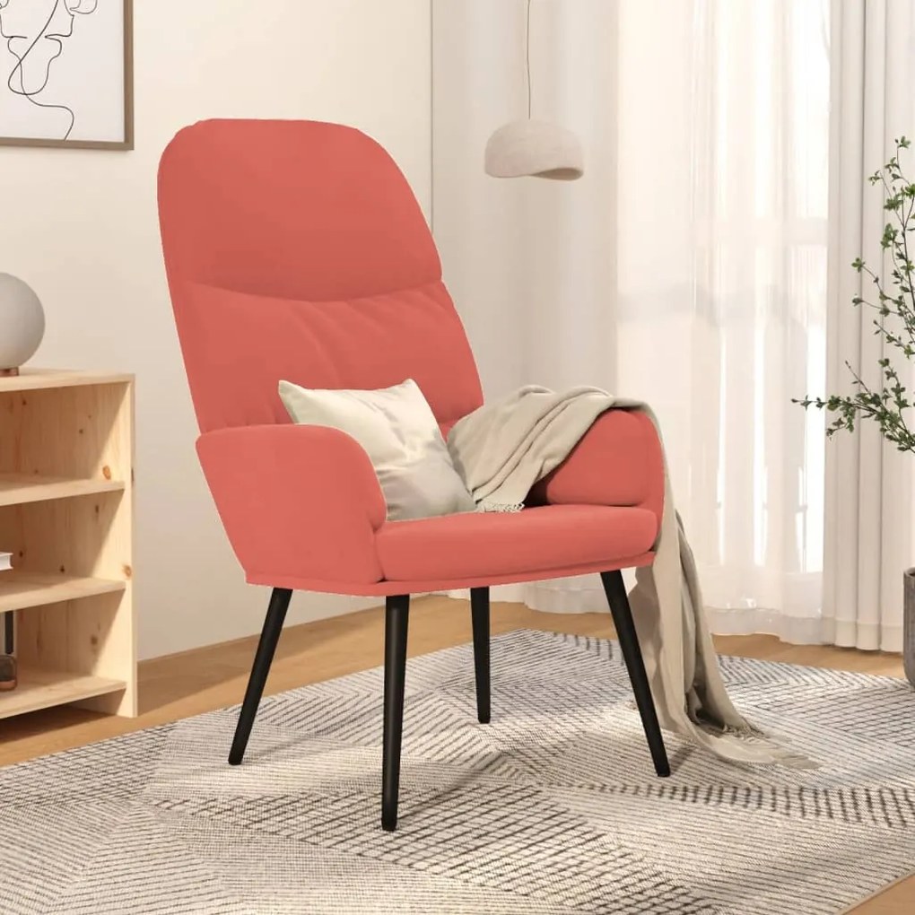 341005 vidaXL Scaun de relaxare, roz, catifea