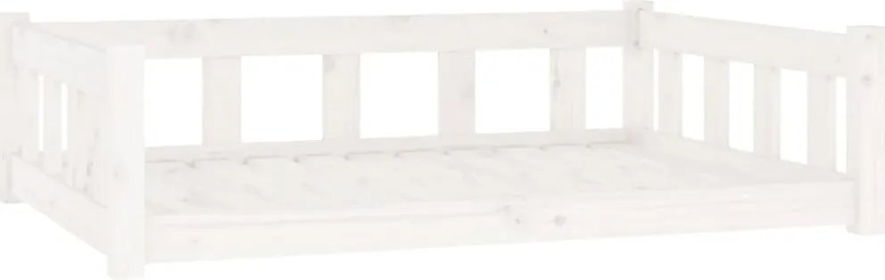 vidaXL Pat pentru câini, alb, 105,5x75,5x28 cm, lemn masiv de pin