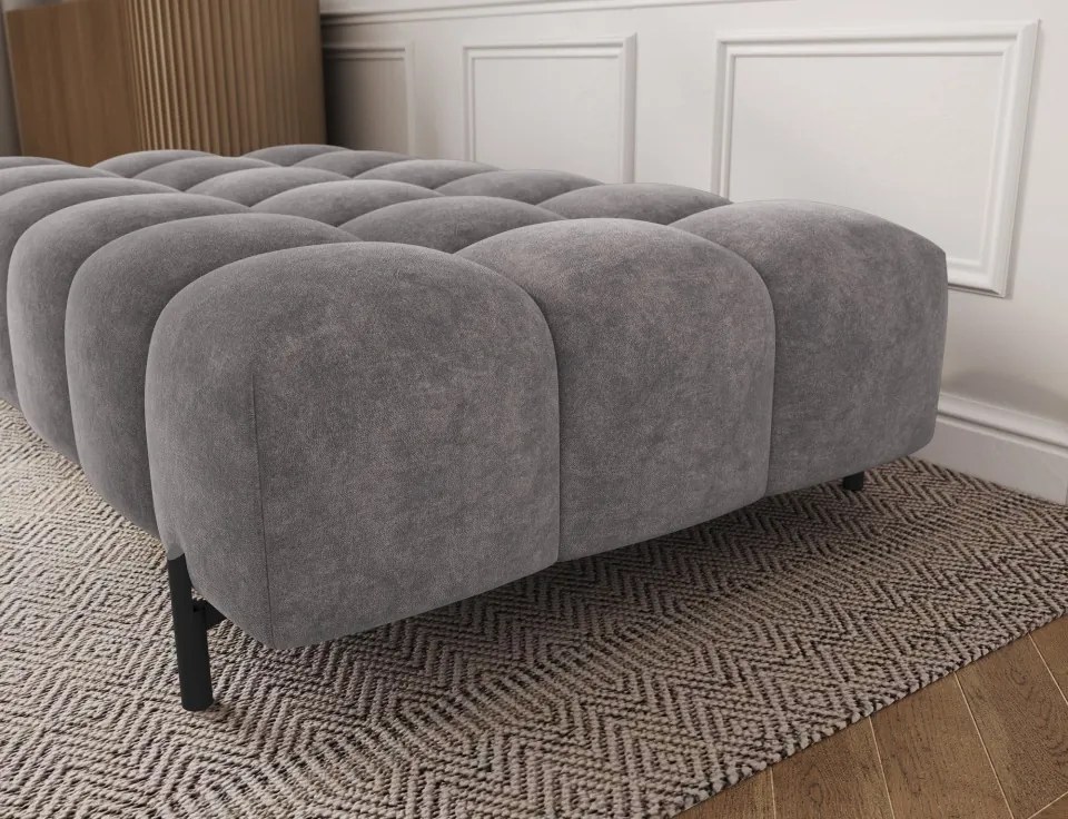 Taburet Tapitat cu Picioare Ferivo, gri velvet – Aura 04