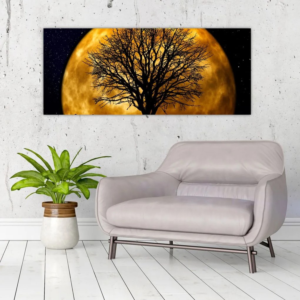Tablou cu luna și siluete (120x50 cm)