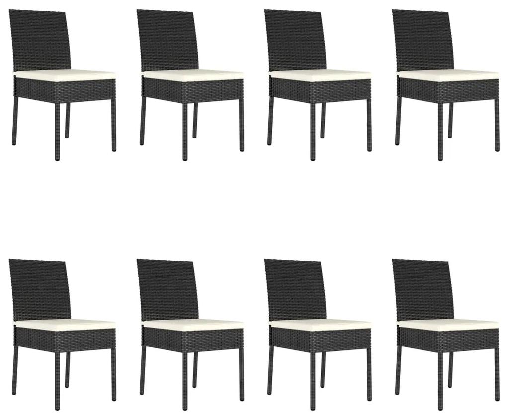 Set de mobilier de gradina, 9 piese, negru, poliratan Negru, 9