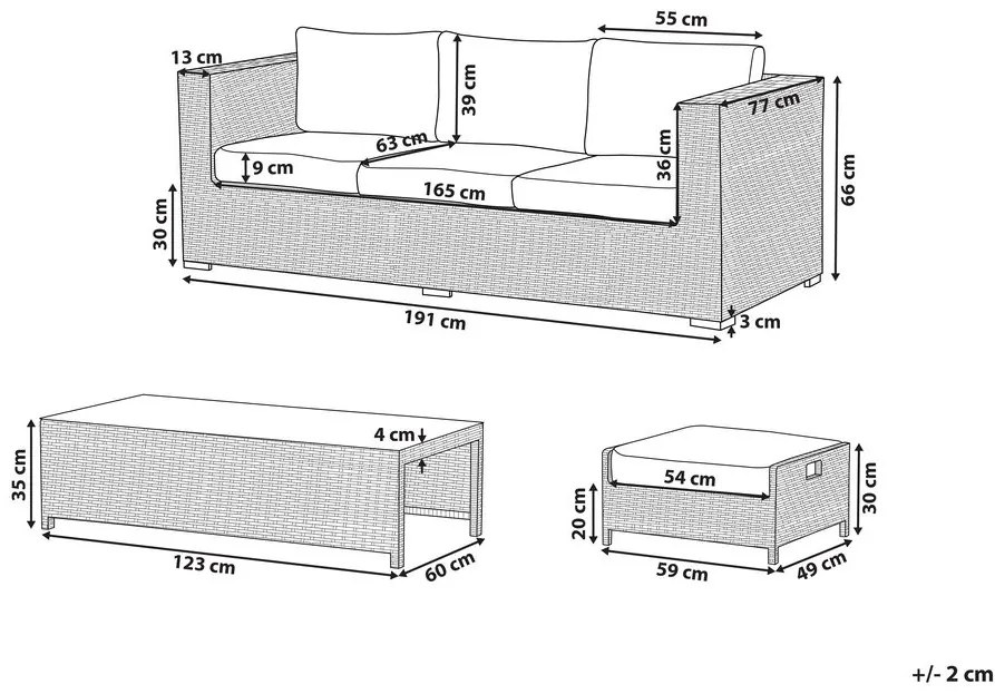 Set pentru grădină BELLEN (maro) (pentru 3 persoane). 1022983