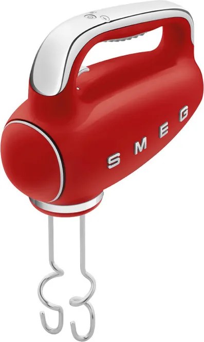 Mixer manual SMEG 50's Style HMF01RDEU, 250 W, 9 viteze, Functie Turbo, Afisaj LED, Timer, Accesorii, Rosu