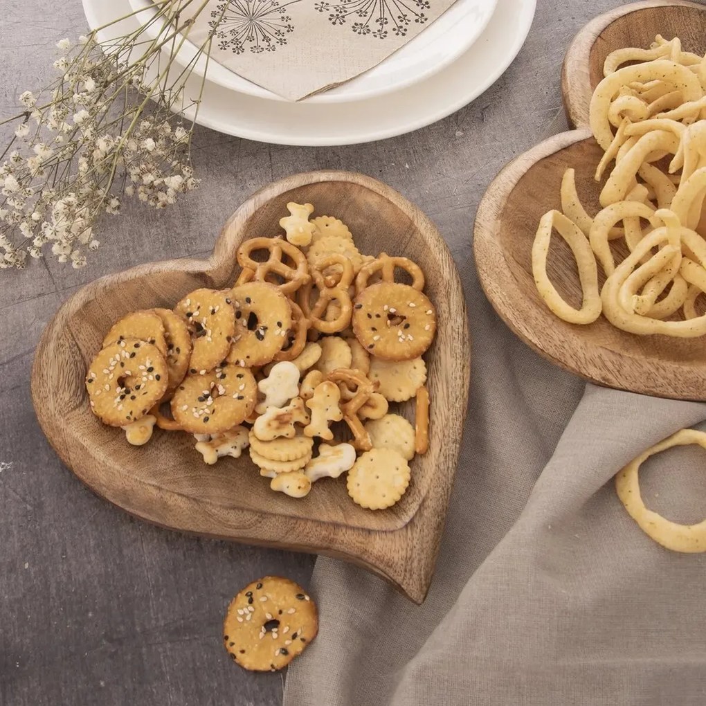 Tavă din lemn Orion Mango Heart 20 x 20 cm, S