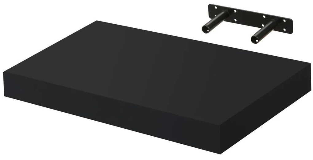 Polita perete cu suport fixare ascuns, 30x23.5x3.8 cm MDF Negru