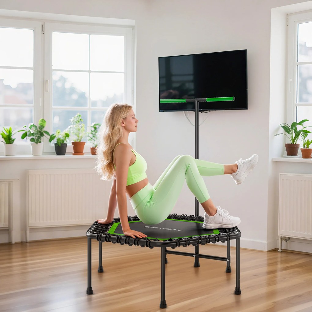 SPORTNOW Trambulină de Fitness 114x114x132 cm cu mâner reglabil în 3 nivele și cadru din oțel Verde și Negru | Aosom Romania