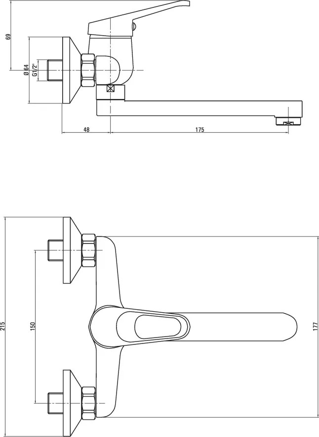 Lobo Baterie pentru chiuvetă, montare pe perete Finisaj: Crom BYU_050M