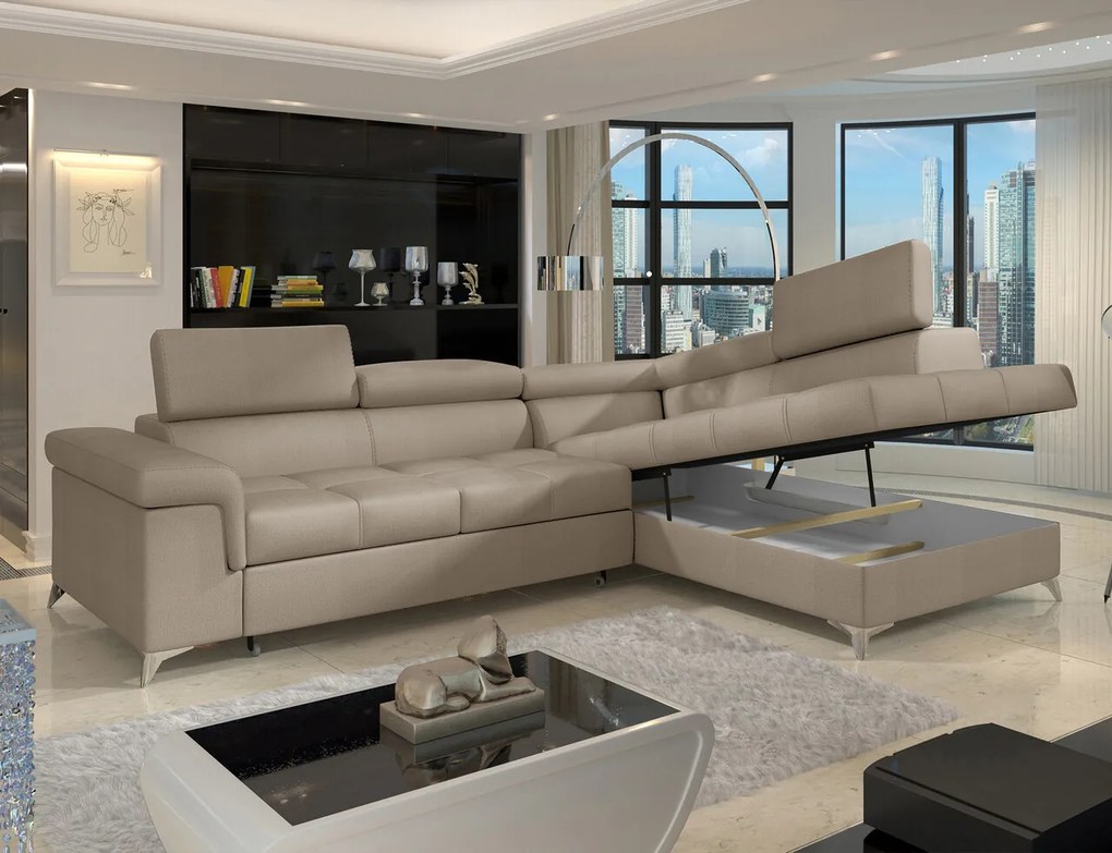 Coltar extensibil dreapta 4 locuri ELTAP, ERI-06, Eridano, 275x202x88 cm, lemn/poliester, maro deschis