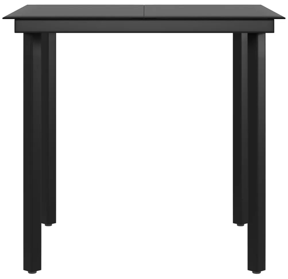 Set mobilier de gradina, cu perne, 3 piese, maro si negru Maro si negru, Lungime masa 80 cm, 3