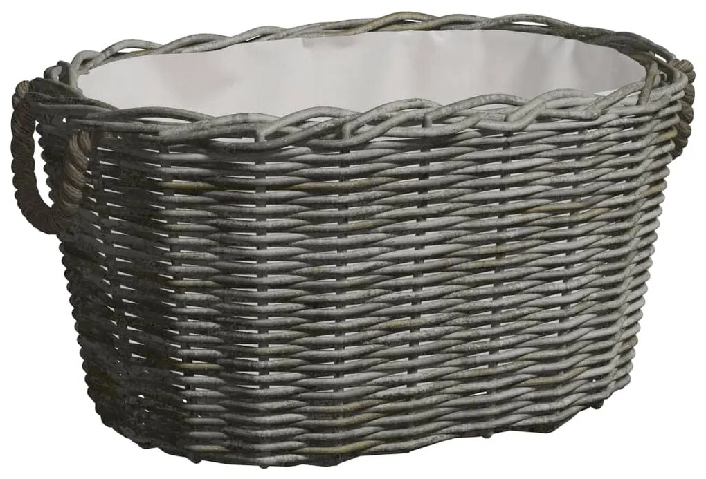 vidaXL Coș pentru lemne de foc cu mânere, gri, 59x42x28 cm, salcie