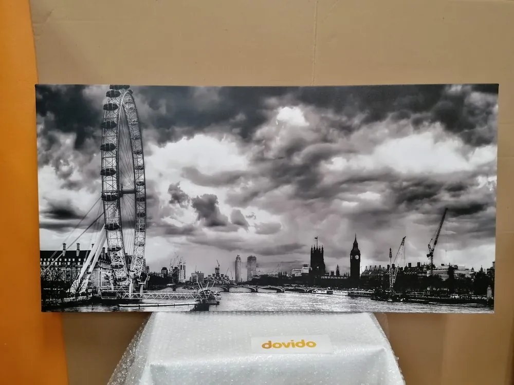 Tablou unic Londra și râul Tamisa în alb-negru