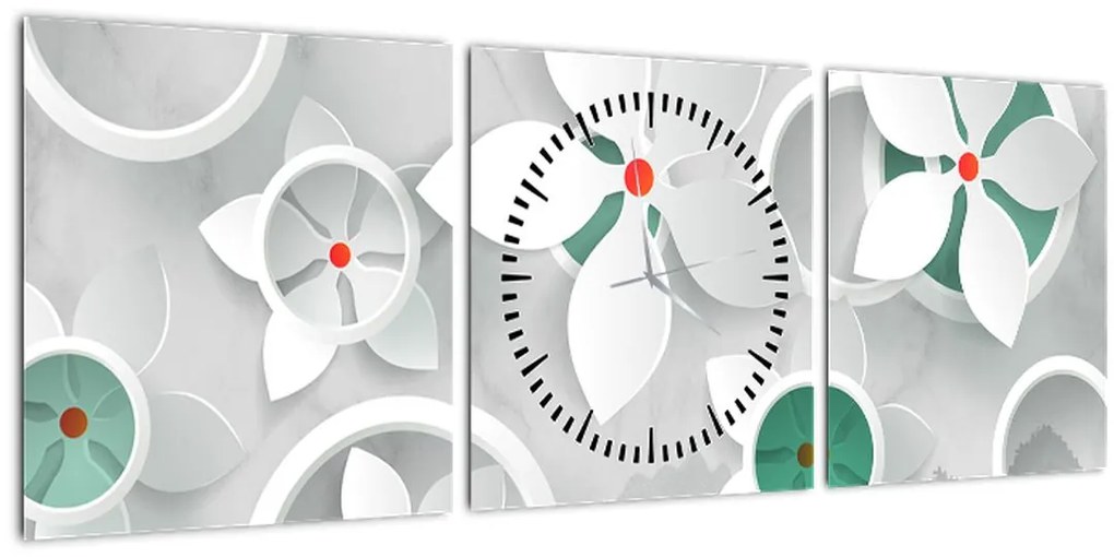 Tablou abstracției florale (cu ceas) (90x30 cm)