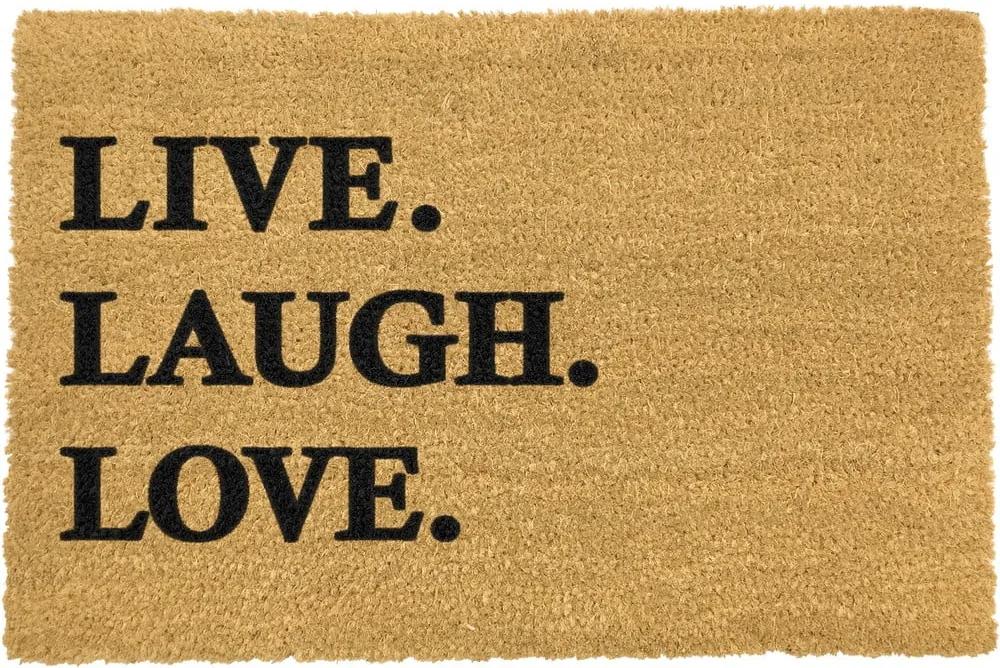 Covoraș intrare din fibre de cocos Artsy Doormats Live Laugh Love, 40 x 60 cm